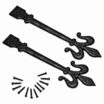 Fleur De Lys Door Hinge Front Decorative Dummy Black Antique 400mm (16") Pair