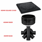 450mm SQUARE MANHOLE FULL SET (1 Square Cover, 1 RISER 1 BASE )