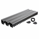 Underground Drainage 3 Channels Steel Grate, 2 Stop End, 1 Outlet