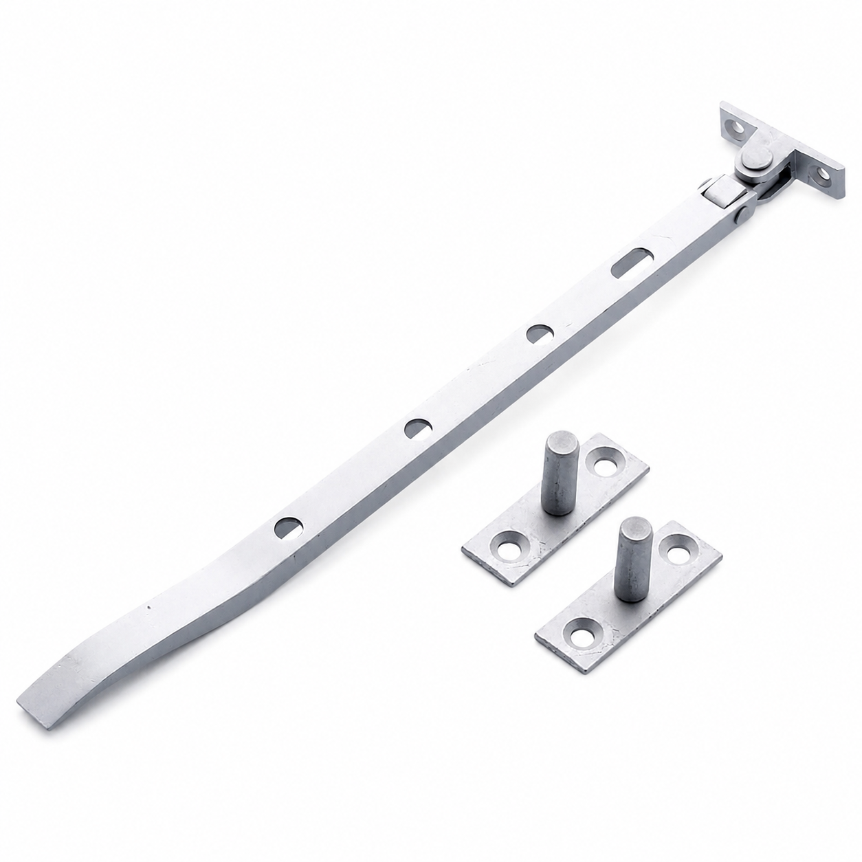 76382b9b-2736-4fbc-a588-3d02e71b4066 Casement Stays Window Fastener Satin Anodised Aluminium 8" 10" with Fixings - Image 1