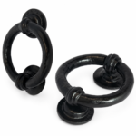 Plain Ring Door Knocker 95MM Black Antique Cast Iron with Fixings