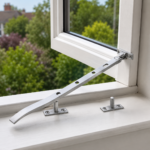 Casement Stays Window Fastener Satin Anodised Aluminium 8" 10" with Fixings - Image 2