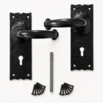 Black Antique Cast Iron Traditional Lever Lock or Latch Door Handle