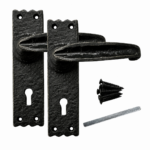 Black Antique Classic Isabella Lever Lock / Latch Door Handle Set with Fixings