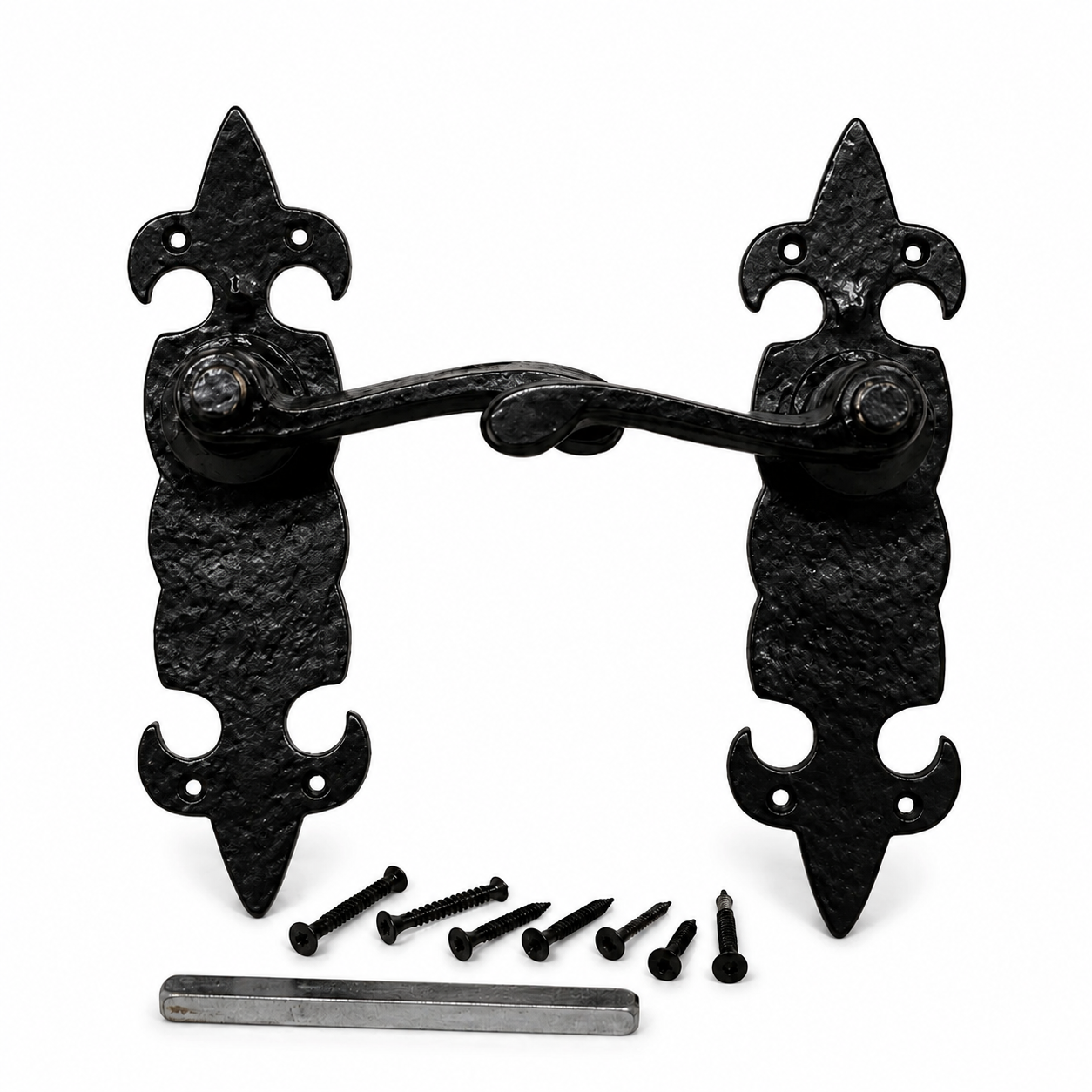 ChatGPT Image Aug 1, 2026, 10_42_31 PM Black Antique Fleur De Lys Cast Iron Lever Lock or Latch Door Handle Set - Image 1
