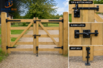 Field Gate Adjustable Hinge Set 12" 18" 24" Hook to Drive Bolt Galvanised Black - Image 2