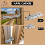 Field Gate Double Strap Hinge Set 12" 18" 24" Hook to Drive Bolt Galv. Black - Image 2