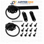 Plain Ring Gate Latch Door Catch Heavy Duty 6” Black BZP Galvanised With Fixings