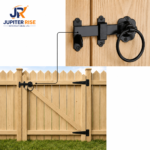 Plain Ring Gate Latch Door Catch Heavy Duty 6” Black BZP Galvanised With Fixings - Image 4