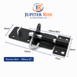 Side Gate Fixing Kit Ring Latch Brenton Bolt Tee Hinge 12" (3) Garden Gate Black - Image 3