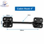 Cabin Hook Eye Heavy Duty Gate Shed Door Latch Catch 4", 6", 8" in Black BZP - Image 4