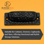 Black Antique Cast Iron Designer Cupboard Cabinet Kitchen Drawer Pull Handle - Image 2