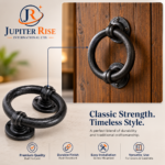 Plain Ring Door Knocker 95MM Black Antique Cast Iron with Fixings - Image 2