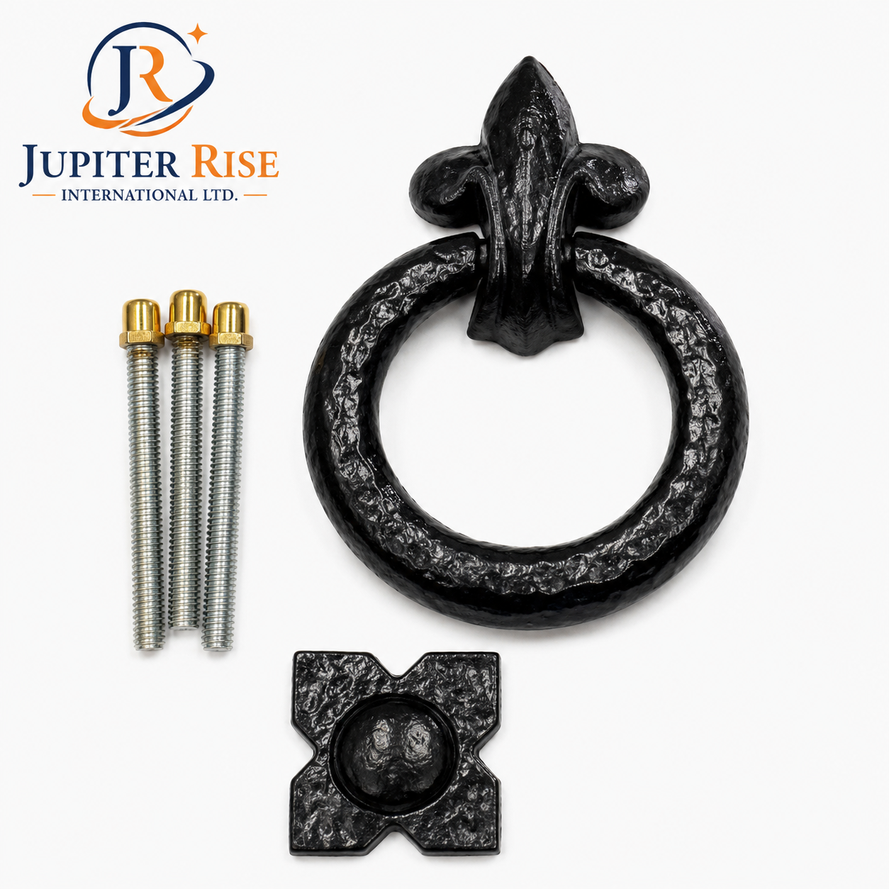 ChatGPT Image Aug 9, 2026, 07_27_45 AM Ring Door Knocker 95MM Black Antique Cast Iron Fleur De Lys Design with Fixings - Image 1