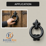 Ring Door Knocker 95MM Black Antique Cast Iron Fleur De Lys Design with Fixings - Image 3
