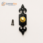 Door Bell Push Fleur De Lys Design Black Antique 120 mm x 30 mm with Fixings