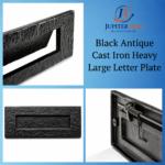 BLACK ANTIQUE CAST IRON HEAVY LARGE LETTER POSTAL PLATE I DOOR FINGER PUSH PLATE - Image 4