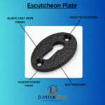 Escutcheon Key Hole Plate W34mm x H52mm Black to Suit Rim Knob Set - Pack of 2 - Image 4
