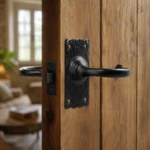 Black Antique Cast Iron Traditional Lever Lock or Latch Door Handle - Image 2