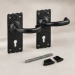 Black Antique Cast Iron Traditional Lever Lock or Latch Door Handle