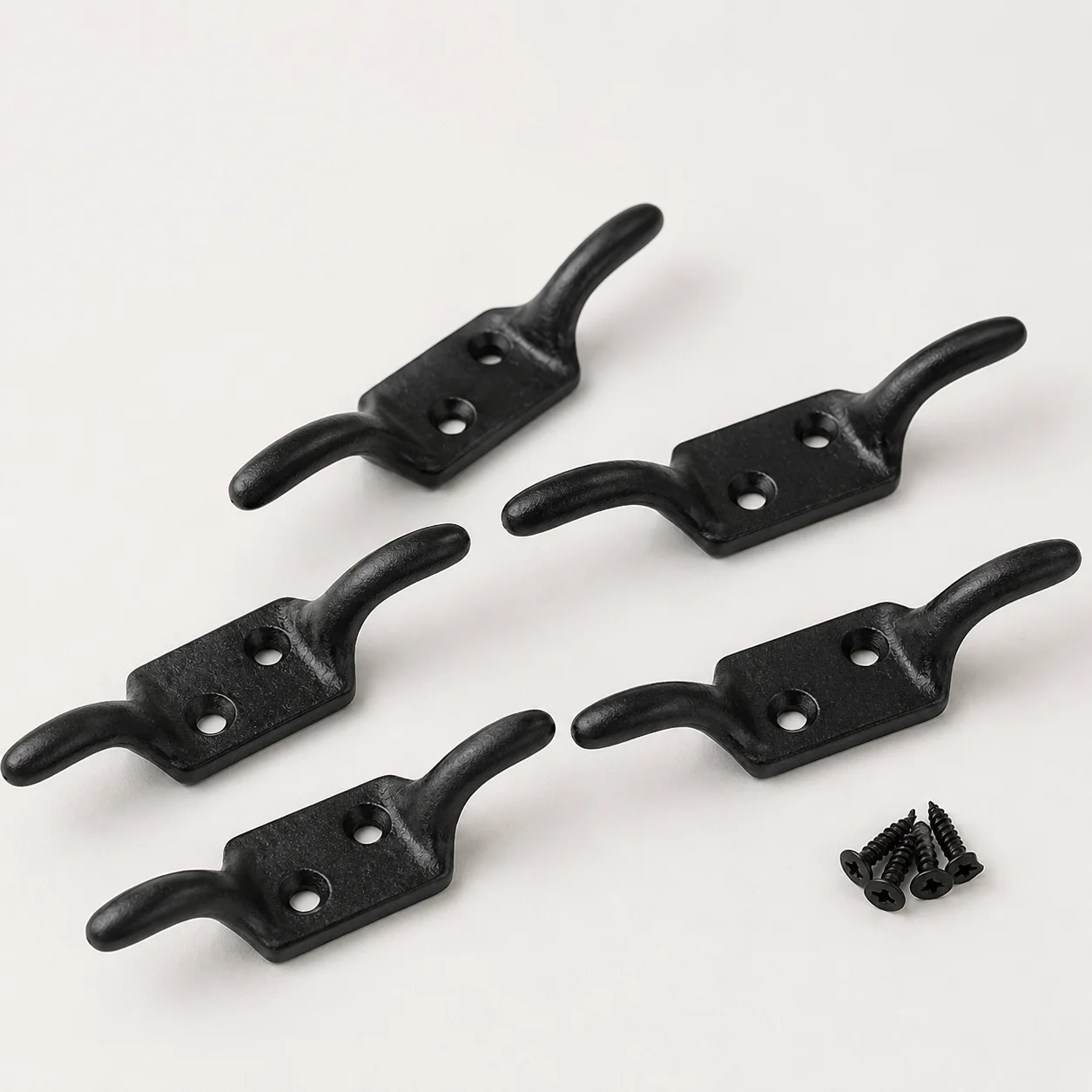ChatGPT-Image-Jul-12-2026-09_03_22-AM-2 Cleat Hook Iron Black Pulley Line Rope Hook Curtain Tieback 3" (75mm) Pack of 5 - Image 1