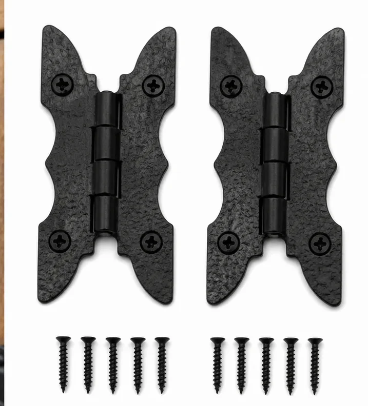 ChatGPT-Image-Jul-12-2026-11_52_08-AM-1 Black Antique Cast Iron Butterfly Cupboard Cabinet Door Hinges I Pair - Image 1