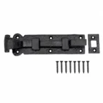 Black Antique Cast Iron Ornate Tudor Cranked & Straight Door Bolt