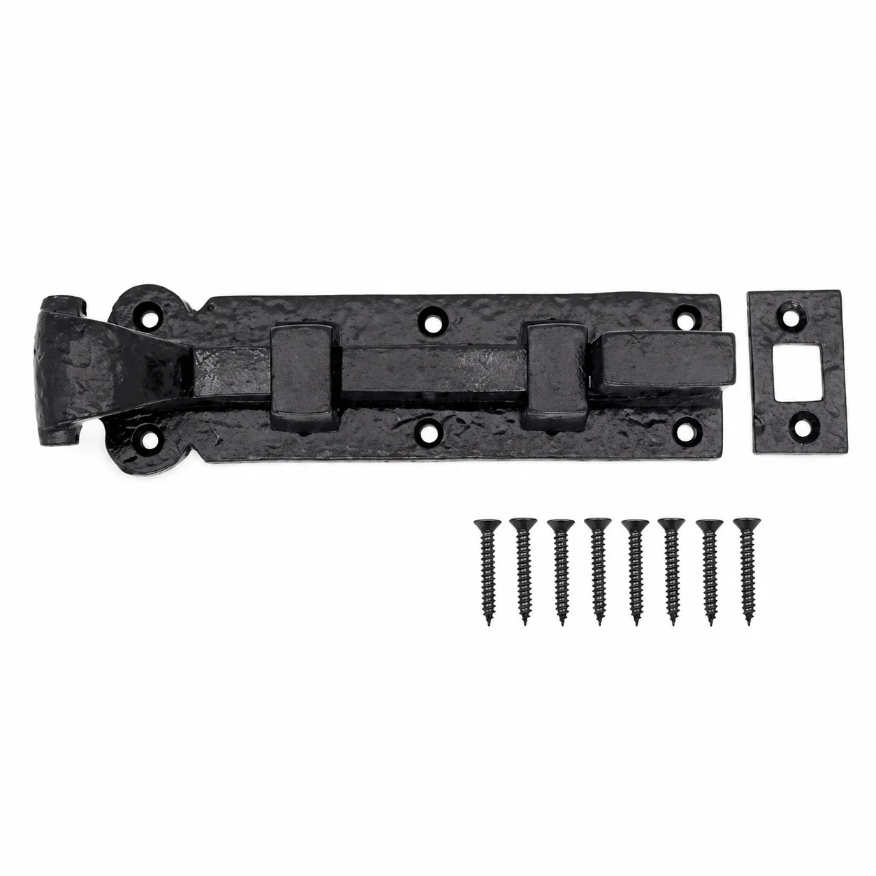 ChatGPT-Image-Jul-12-2026-12_04_55-PM-2 Black Antique Cast Iron Ornate Tudor Cranked & Straight Door Bolt - Image 1