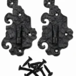 Black Antique Cast Iron 2.5" 110mm Ornamental Unequal Hinge 1 Pair