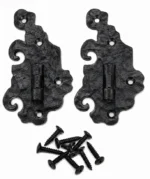 Black Antique Cast Iron 2.5" 110mm Ornamental Unequal Hinge 1 Pair