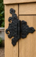 Black Antique Cast Iron 2.5" 110mm Ornamental Unequal Hinge 1 Pair - Image 2