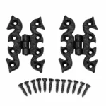 Black Antique Cast Iron Butterfly Snake Ornate Hinges I Pair