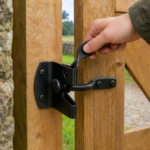 Auto Gate Latch Garden Gate Shed Automatic Self Locking Door Catch Lock Black - Image 2