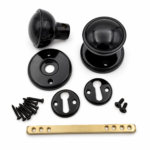 Plastic Rim Mortise Knob Set Shed Gate Door Lock Black/White 50MM with Fixings