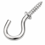CUP HOOKS PACK Chrome Silver Metal *Screw In* SHOULDERED Ceiling Kitchen Mug Peg