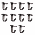 10Pcs Black Stainless Steel Ceiling Hooks Wall Mount Clothing Hanging Solution