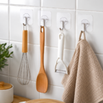 10 Hooks Self Adhesive Strong Sticky Heavy Duty Wall Seamless Waterproof Hook uk - Image 2