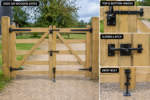 Field Gate Hinge Set Double Strap Heavy Duty with Hooks on Plates 12" 18" 24" - Image 2
