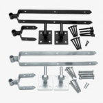 Field Gate Hinge Set Double Strap Heavy Duty with Hooks on Plates 12" 18" 24"
