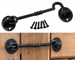 Black Cabin Hook And Eye Iron Door Heavy Duty Shed Gate 150mm- 6" Inch  S - Image 2