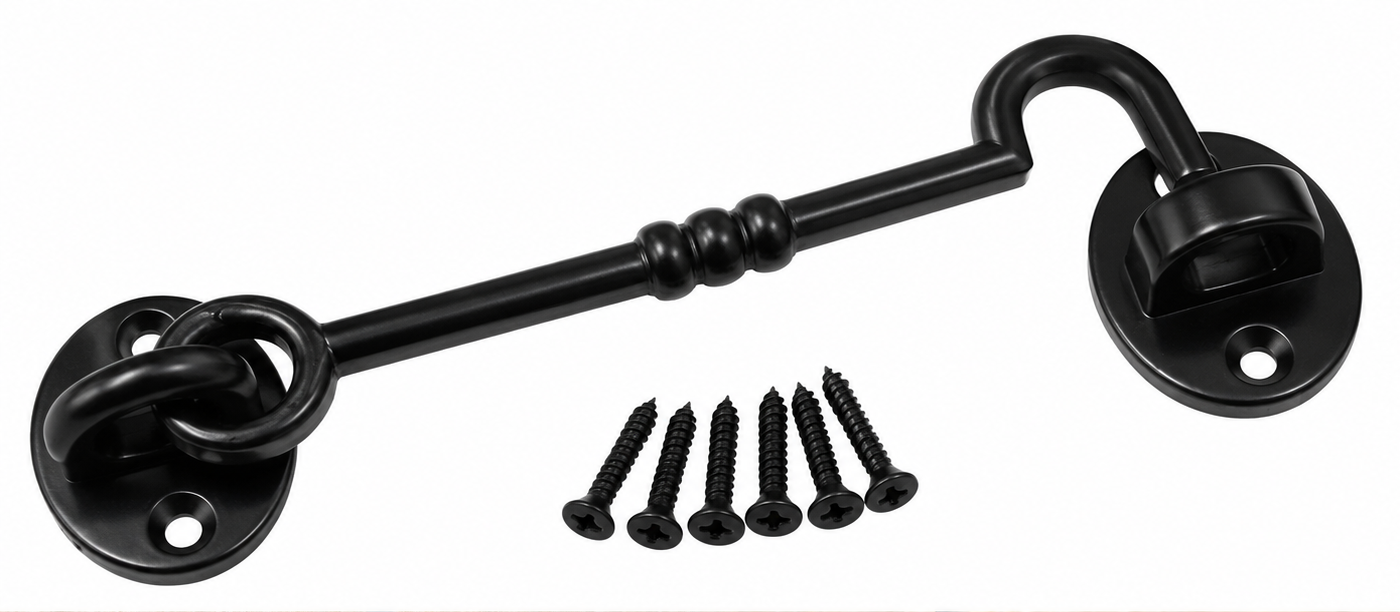 ChatGPT Image Jul 21, 2026, 10_24_21 PM (2) Black Cabin Hook And Eye Iron Door Heavy Duty Shed Gate 150mm- 6" Inch S - Image 1