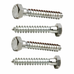 Coach Screws M10 x 60mm Zinc Plated Hexagon Head Wood Screw Lag Bolts - 4 Pack