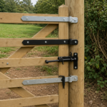 Field Gate Double Strap Hinge Set 12" 18" 24" Hook to Drive Bolt Galv. Black - Image 2