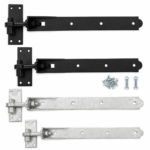 Adjustable Gate Hinges Heavy Duty Hook and Band Garden Shed Door in Galv & Black