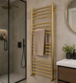 Luxury Stainless Steel Towel Radiator, 1200x500mm - Brushed Brass Finish - Image 2