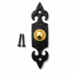 Door Bell Push Fleur De Lys Design Black Antique 120 mm x 30 mm with Fixings