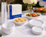 Disposable Party Products Plastic Plates White Napkins Plastic Cutlery Reusable - Image 2
