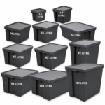 Wham Bam Black Heavy Duty Plastic Storage Box Boxes With Lids - Recycled Plastic