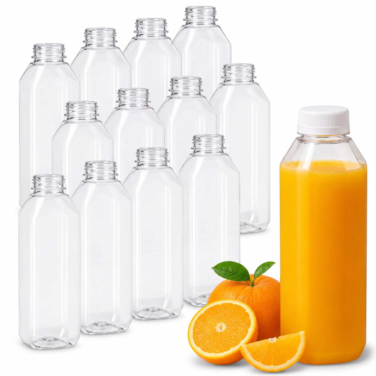 ChatGPT Image Jul 26, 2026, 12_56_25 PM MT Products Empty Clear PET Plastic Juice Bottles with Caps 16 oz - Pack of 12 - Image 1