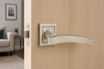 SET OF THREE (6 HANDLES) SQUARE ROSE NICKEL LEVER DOOR HANDLES BRAND NEW HAFELE. - Image 2